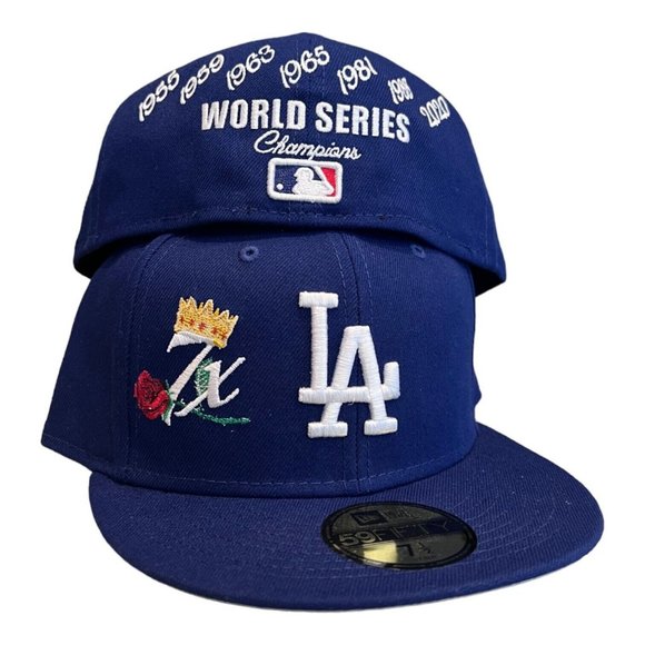 New Era Los Angeles Dodgers Crown Champs 59FIFTY Fitted Hat Cap Blue - Picture 1 of 9